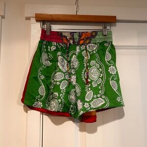 Zara Satin Patchwork Bandana Paisley Shorts Womens Small Retro Bohemian Hippie
